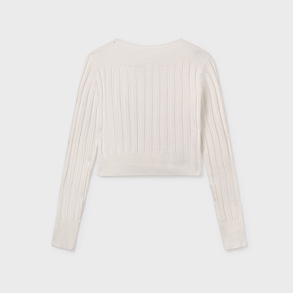 MAYORAL Rebrovaný sveter 7313 Rib knit jumper natural | Welcomebaby.sk