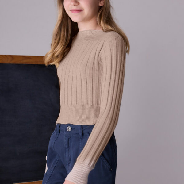 MAYORAL Rebrovaný sveter 7313 Rib knit jumper toffee | Welcomebaby.sk