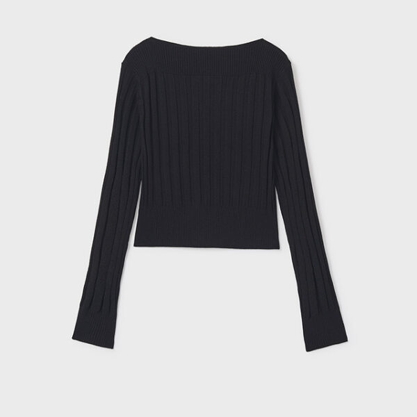 MAYORAL Rebrovaný sveter 7313 Rib knit jumper black | Welcomebaby.sk